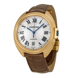 Cartier Cle Silver Flinque Dial 18K Rose GOld Automatic Mens Watch Replica WGCL0004