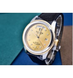Copy Tudor Glamour Date 36 Steel / Yellow Gold / Champagne/ Strap m55003-0051