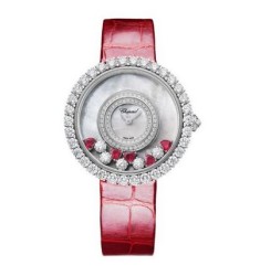 Chopard Happy Diamonds 18K White Gold, Rubies & Diamonds Ladies 204445-1006 fake watch