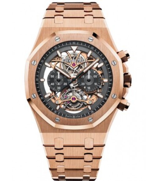 Audemars Piguet Royal Oak Tourbillon Chronograph Openworked Pink Gold 26347OR.OO.1205OR.01 fake watch