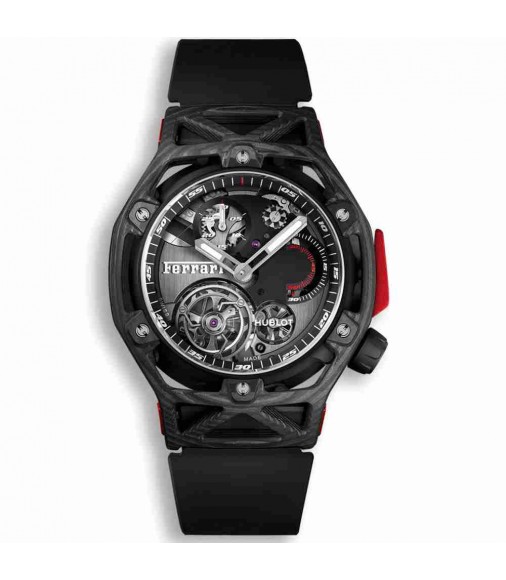 Hublot Techframe Ferrari Tourbillon Chronograph Carbon 45mm 408.QU.0123.RX fake watch