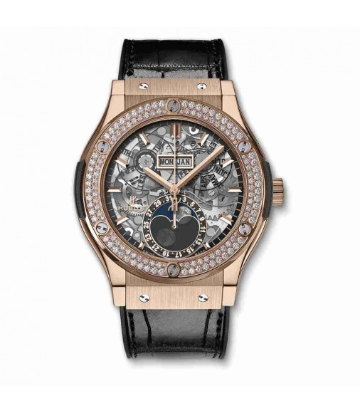 Replica Hublot Classic Fusion Aerofusion Moonphase King Gold Diamonds 45mm 517.OX.0180.LR.1104