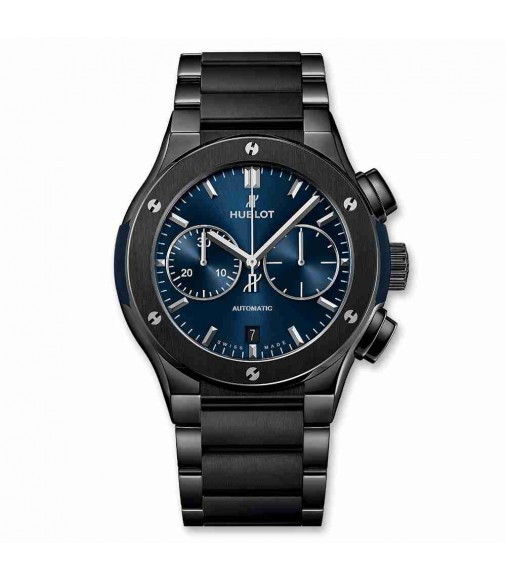 Replica Hublot Classic Fusion Chronograph Ceramic Blue Bracelet 45mm 520.CM.7170.CM