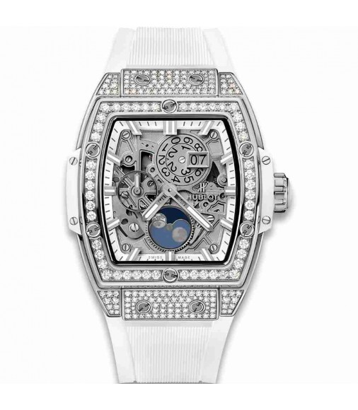 Replica Hublot Spirit Of Big Bang Moonphase Titanium White Pave 42mm 647.NE.2070.RW.1604