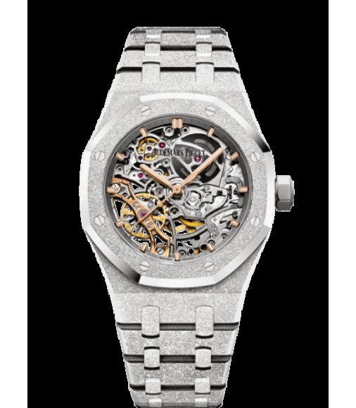 Copy Audemars Piguet Royal Oak 41 Double Balance Wheel Openworked Frosted White Gold 15407BC.GG.1224BC.01