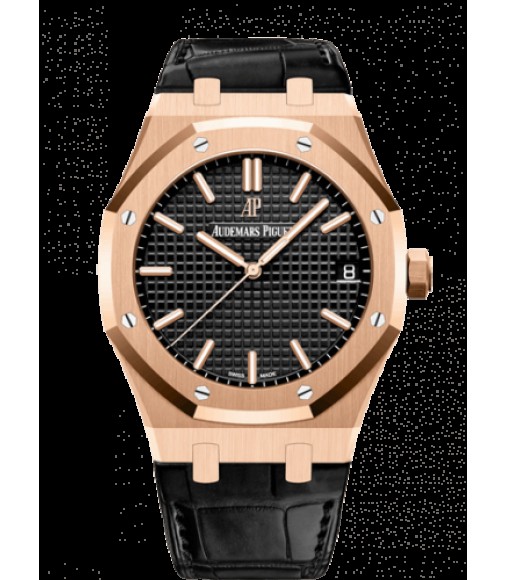 Copy Audemars Piguet Royal Oak 15500 Pink Gold/Black/Strap 15500OR.OO.D002CR.01