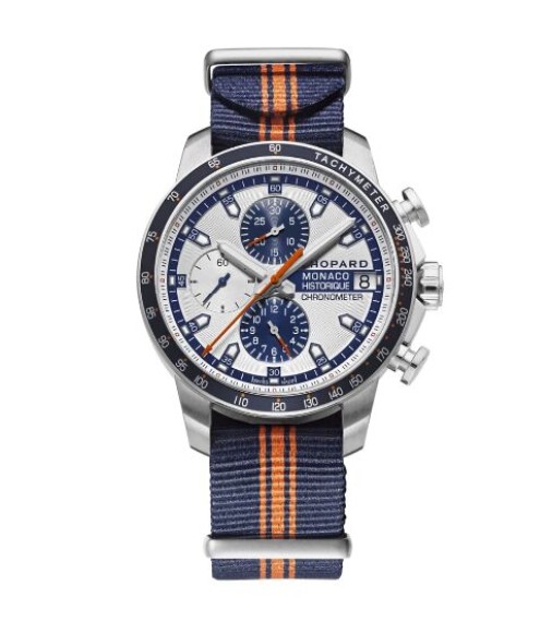 Chopard Grand Prix de Monaco Historique Chronograph White Dial Blue Fabric Limited Edition Men's replica watch