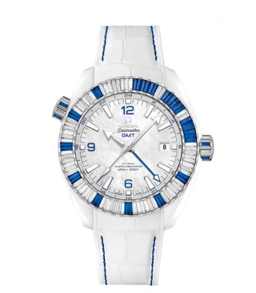 OMEGA Seamaster White ceramic 24 hours GMT Replica Watch 215.98.46.22.05.001