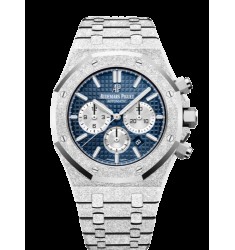 Fake Audemars Piguet Royal Oak 41 Chronograph Frosted White Gold/Blue 26331BC.GG.1224BC.02