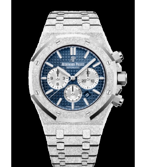 Fake Audemars Piguet Royal Oak 41 Chronograph Frosted White Gold/Blue 26331BC.GG.1224BC.02