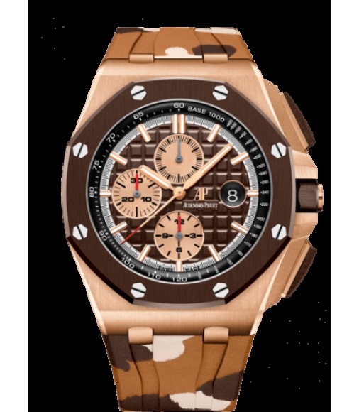 Replica Audemars Piguet Royal Oak Offshore 42 Pink Gold/Ceramic/Khaki/Rubber 26401RO.OO.A087CA.01