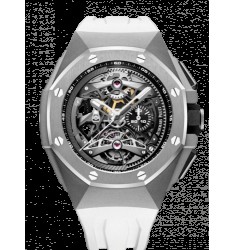 Fake Audemars Piguet Royal Oak Concept Tourbillon Chronograph Openworked White Rubber Strap 44 mm Mens Watch 26587TI.OO.D010CA.01