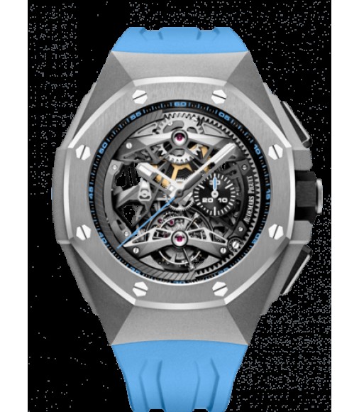 Copy Audemars Piguet Royal Oak Concept Tourbillon Chronograph Openworked Selfwinding Titanium/Blue 26587TI.OO.D031CA.01