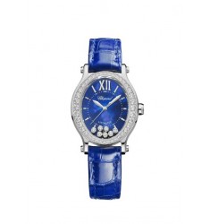 Chopard Happy Sport Oval 7 Floating Diamonds Mother of Pearl Diamond Leather Strap Women's replica watch