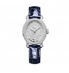 Chopard Happy Sport Oval Automatic Diamond White Gold BLue Leather 31mm Women's replica watch