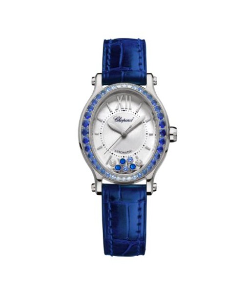Chopard Happy Sport Oval 18K White Gold Sapphires And Diamonds replica watch