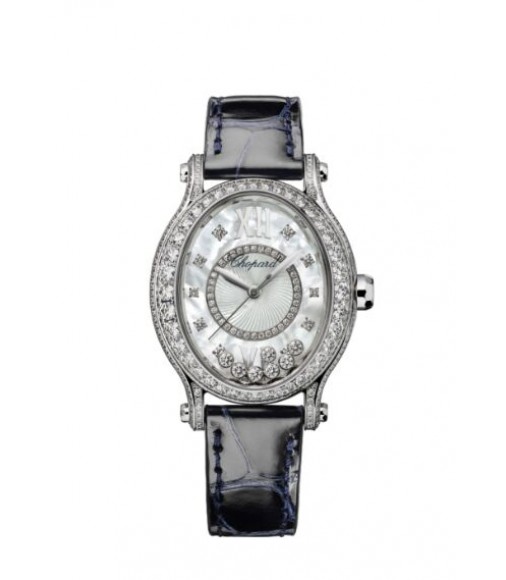 Chopard Happy Sport Oval 18K White Gold And Diamonds replica watch