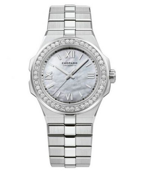 Chopard Alpine Eagle 36mm Lucent Steel Diamond Bezel Mother of Pearl Dial
