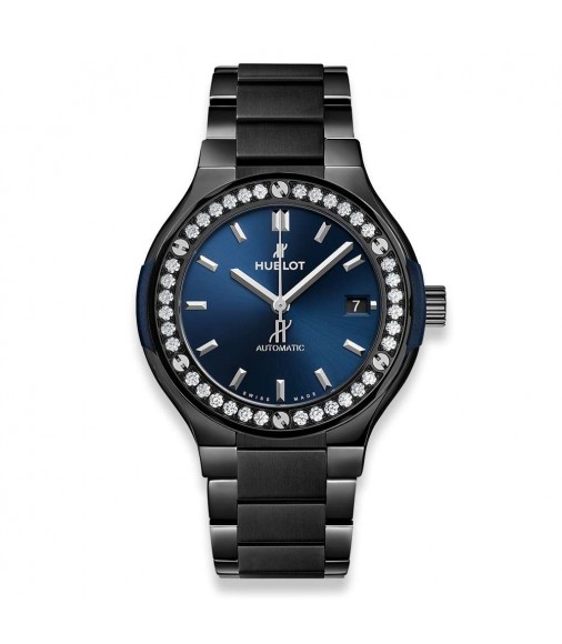 Copy Hublot Classic Fusion Ceramic Blue Bracelet Diamonds