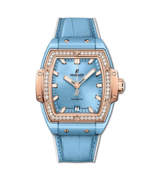 Fake Hublot Spirit Of Big Bang Light Blue Ceramic King Gold Diamonds