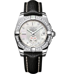 Breitling Galactic 36 Automatic Mother of Pearl Diamond Dial Black Leather Strap Women's A3733053/A717/213X/A16BA.1