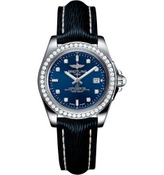Breitling Galactic 32 Sleek Edition Blue Diamond Dial Blue Leather Strap Women's Replica Watch
