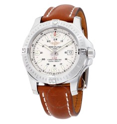 Breitling Colt 44 Quartz Silver Dial Brown Leather Strap Men's Replica Watch A7438811/G792-437X