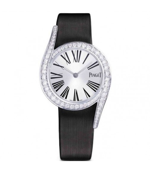 Piaget Limelight Gala Silver Dial Ladies Black Satin Replica G0A42150