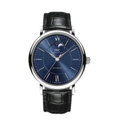 Fake IWC Portofino Automatic Moon Phase Automatic Blue Dial Men's Watch
