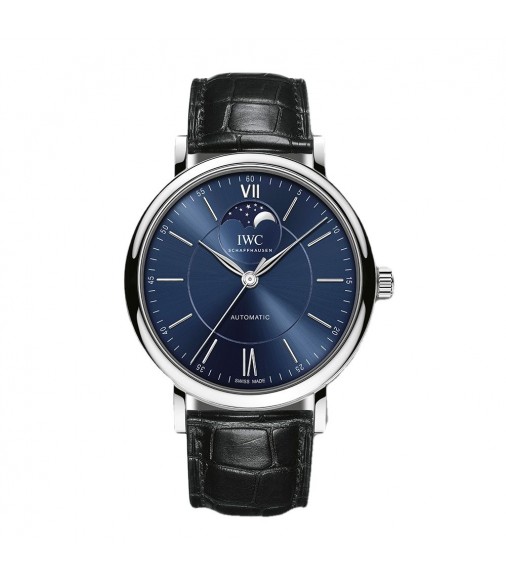 Fake IWC Portofino Automatic Moon Phase Automatic Blue Dial Men's Watch
