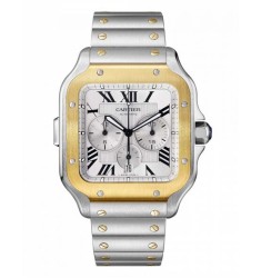 Cartier Santos Chronograph Steel 18K Yellow Gold Automatic 43.3mm Replica Watch W2SA0008