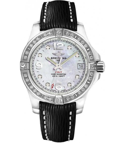 Breitling A7438953/A771/213X/A16BA.1 Colt 36 Diamond Bezel Sahara Strap Black Tang Replica Watch