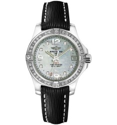 Breitling Colt Lady Mother of Pearl Diamond Dial Black Leather Strap Women's Replica Watch