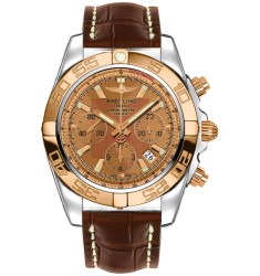 Breitling Chronomat 44 Steel and Rose Gold Polished Bezel Croco Strap Tang Replica Watch