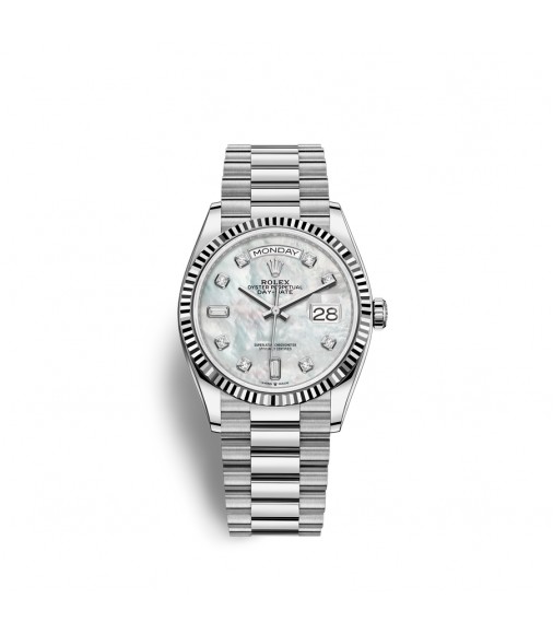 Copy Rolex Day-Date 36 18 ct white gold M128239-0007