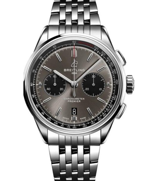 Copy Breitling Premier B01 Chronograph 42 Black-eye Grey Dial Steel Men's AB0118221B1A1