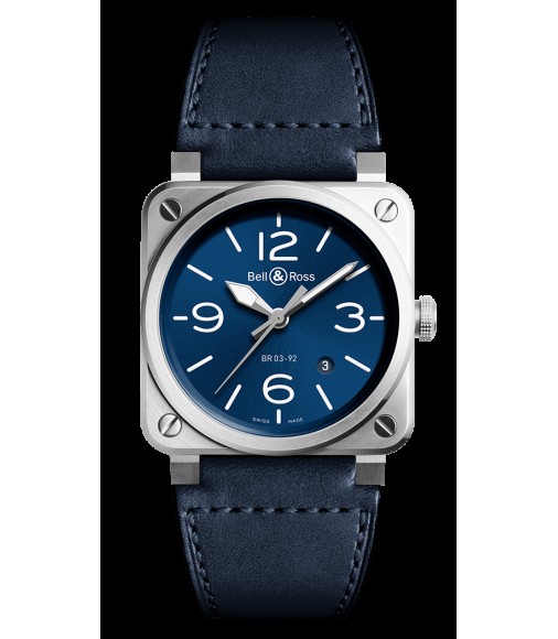 Copy Bell & Ross Instruments Blue Steel Men's BR0392-BLU-ST/SCA