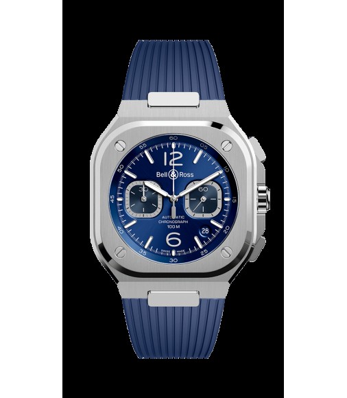 Copy Bell & Ross BR-05-Chrono Blue Steel Rubber Strap BR05C-BU-ST/SRB