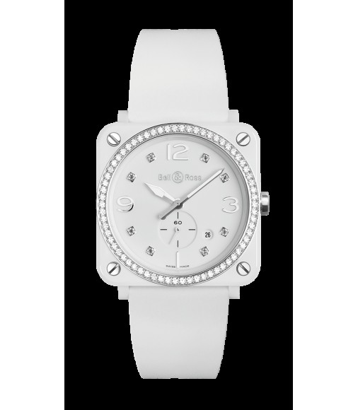 Copy Bell & Ross Aviation BR S Quartz White Ceramic Diamonds Womens watch