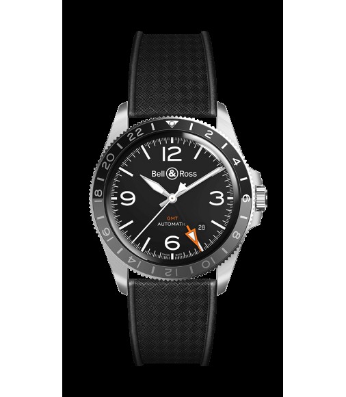 Copy Bell & Ross Vintage Black Steel GMT Mens BRV293-BL-ST/SRB