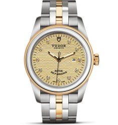 Copy Tudor Glamour Date 31 Yellow Gold / Black-Diamond M53003-0004