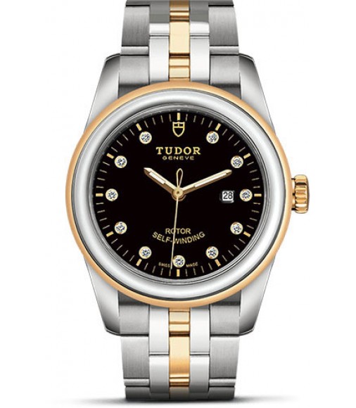 Copy Tudor Glamour Date 31 Steel / Yellow Gold / Black-Diamond / M53003-0008