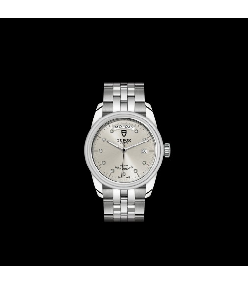 Copy Tudor Glamour Day Date Steel / Jacquard Silver / m56000-0006