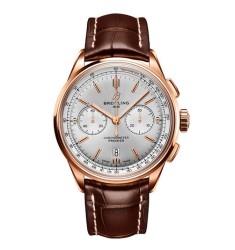 Copy Breitling Premier B01 Silver 18K Rose Gold Chronograph RB0118371G1P2