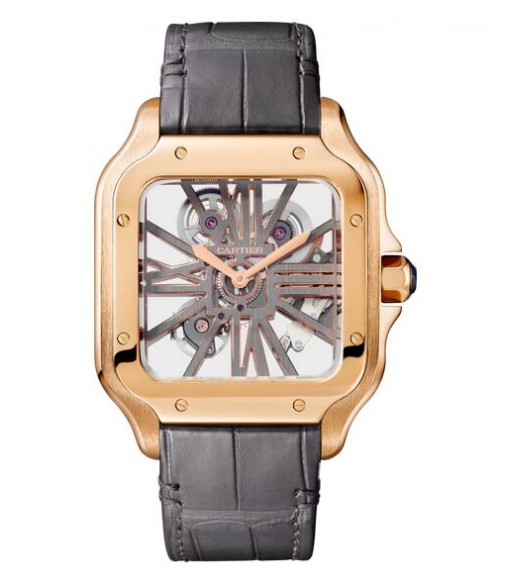 Fake Cartier Santos de Cartier Rose Gold Skeleton WHSA0018