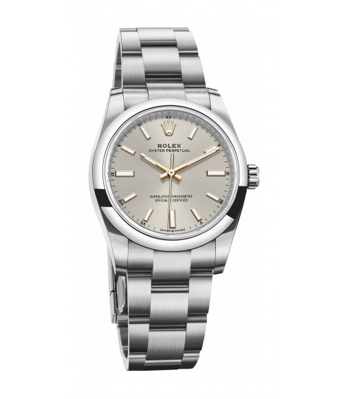 Copy Rolex Oyster Perpetual 34 Silver Dial Oyster Watch