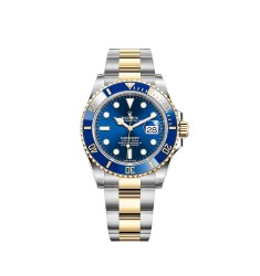 Copy Rolex Submariner Date Yellow Rolesor Blue Cerachrom Bezel 41mm Watch