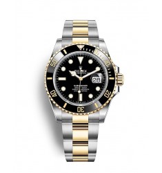 Copy Rolex Submariner Date Yellow Rolesor Black Cerachrom bezel 41mm Watch