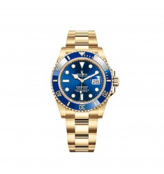 Copy Rolex Submariner Date 18 ct yellow gold Blue Cerachrom bezel Watch