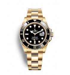 Copy Rolex Submariner Date 18 ct yellow gold Black Cerachrom bezel Watch
